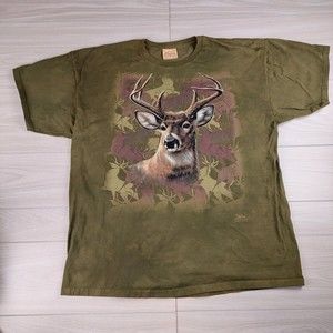 The Mountain Buck Deer 2005 Tshirt Mens 3XL Tie Dye Camo Bill Vanderdassen Green